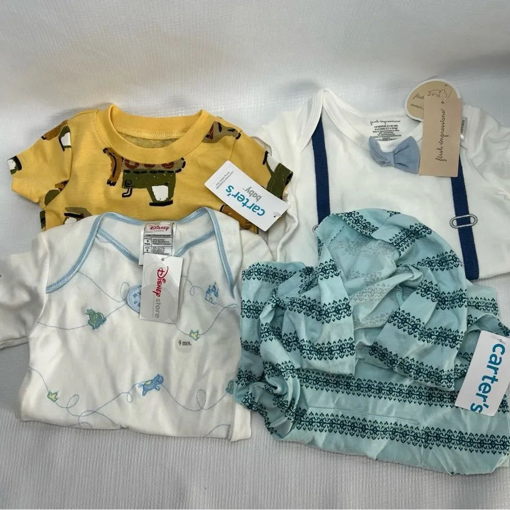 NWT 4 Pc Lot One Piece Outfits 9 Months Carters Disney Boys